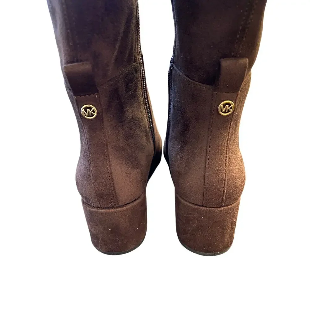 Michael Kors Braden Mid Boots Block Heel Faux Suede Going Out Fall Festival 5.5M